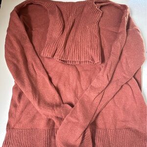 STATE Brown Cowl Neck Sweater with Ribbed Detailing